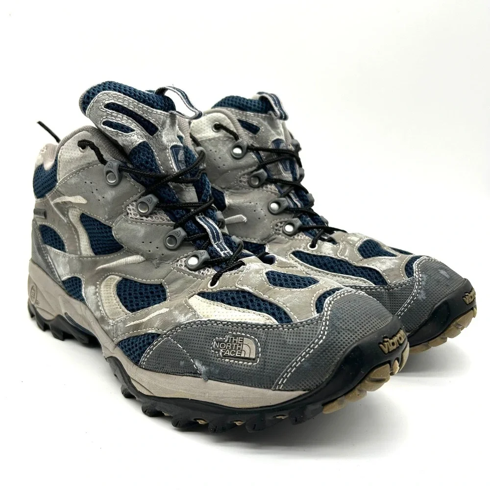 The North Face Hiking Boots Mens 11.5 Grey Navy‎ Gore-Tex Vibram Trail Shoes